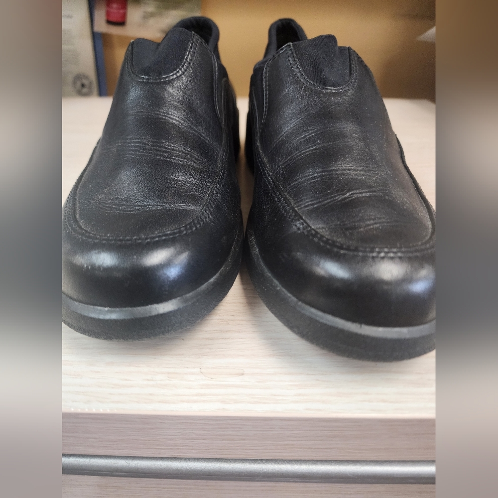 clarks comfort leather slip on loafers  size 7.5M black - Picture 5 of 7